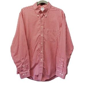 Brooks Brothers The Original Polo Shirt Non Iron Gingham Supima Cotton Sz L